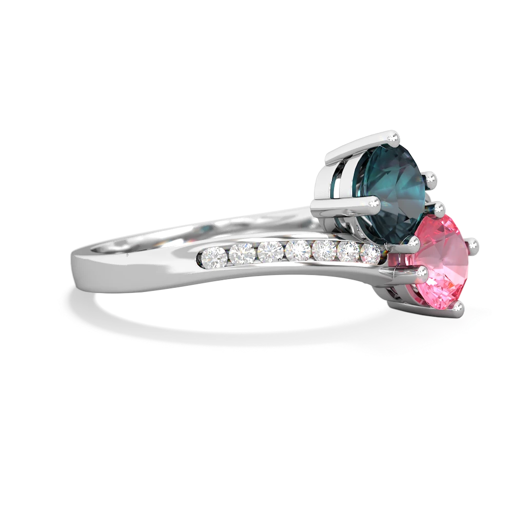 Alexandrite Channel Set Two Stone 14K White Gold ring R5303