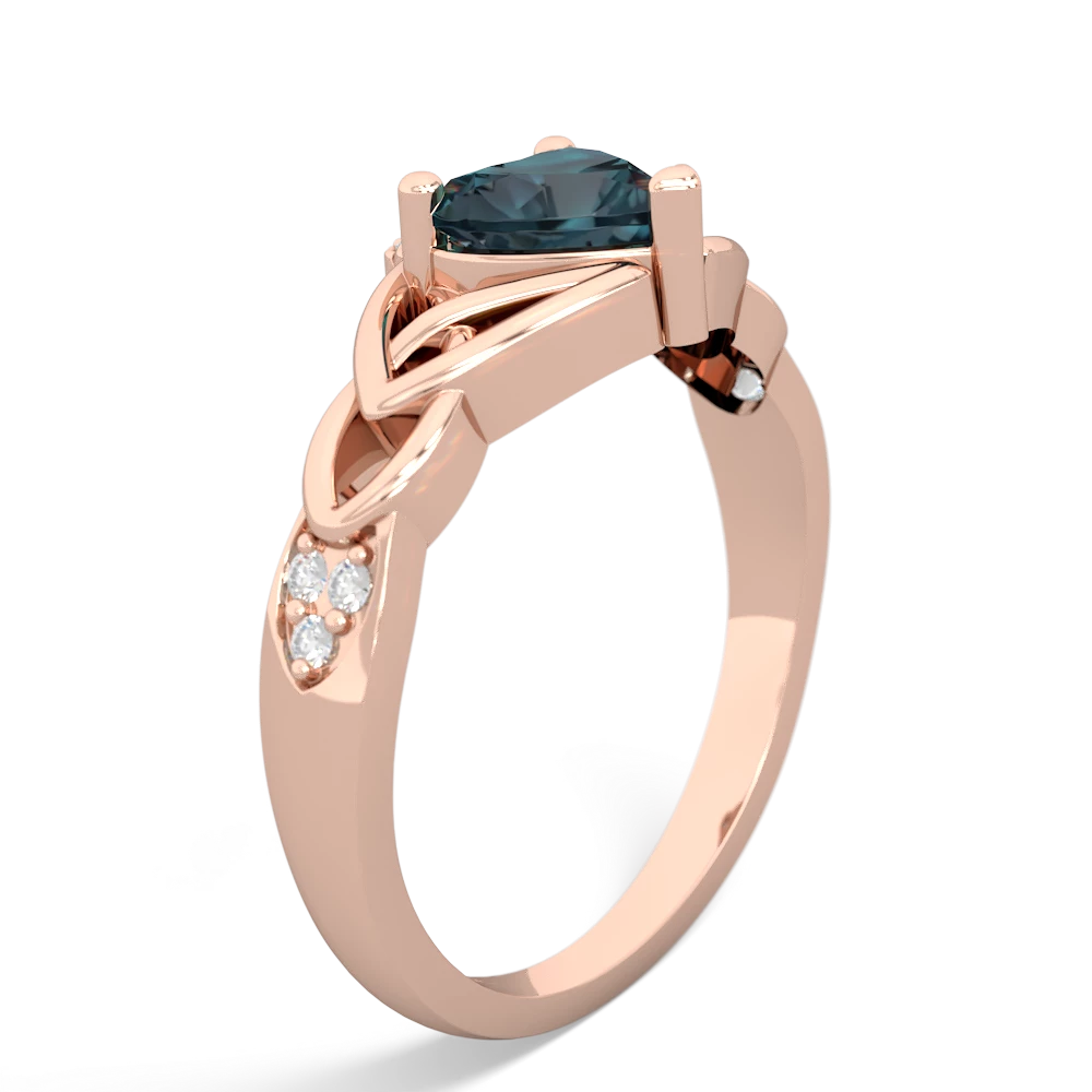 Alexandrite Claddagh Celtic Knot Diamond 14K Rose Gold ring R5001
