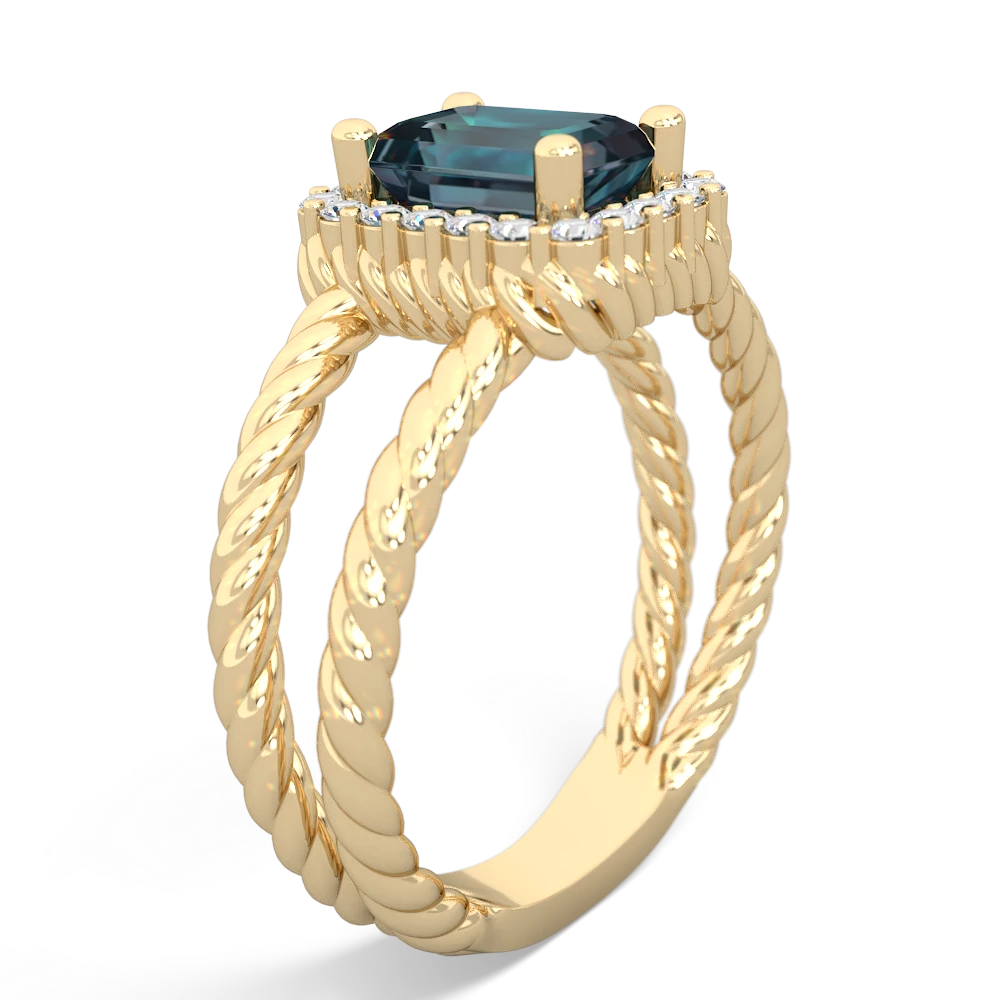 Alexandrite Rope Split Band 14K Yellow Gold ring R2628