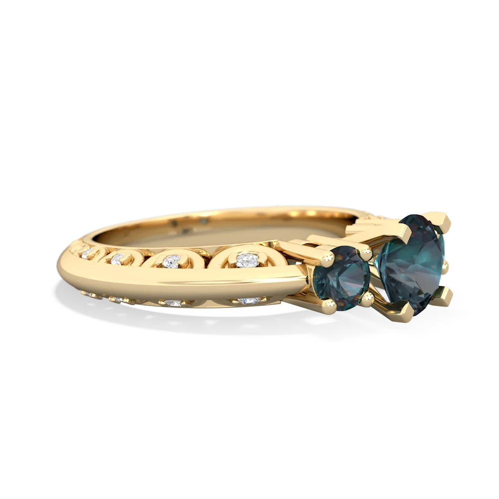 Alexandrite Art Deco Eternal Embrace Engagement 14K Yellow Gold ring C2003