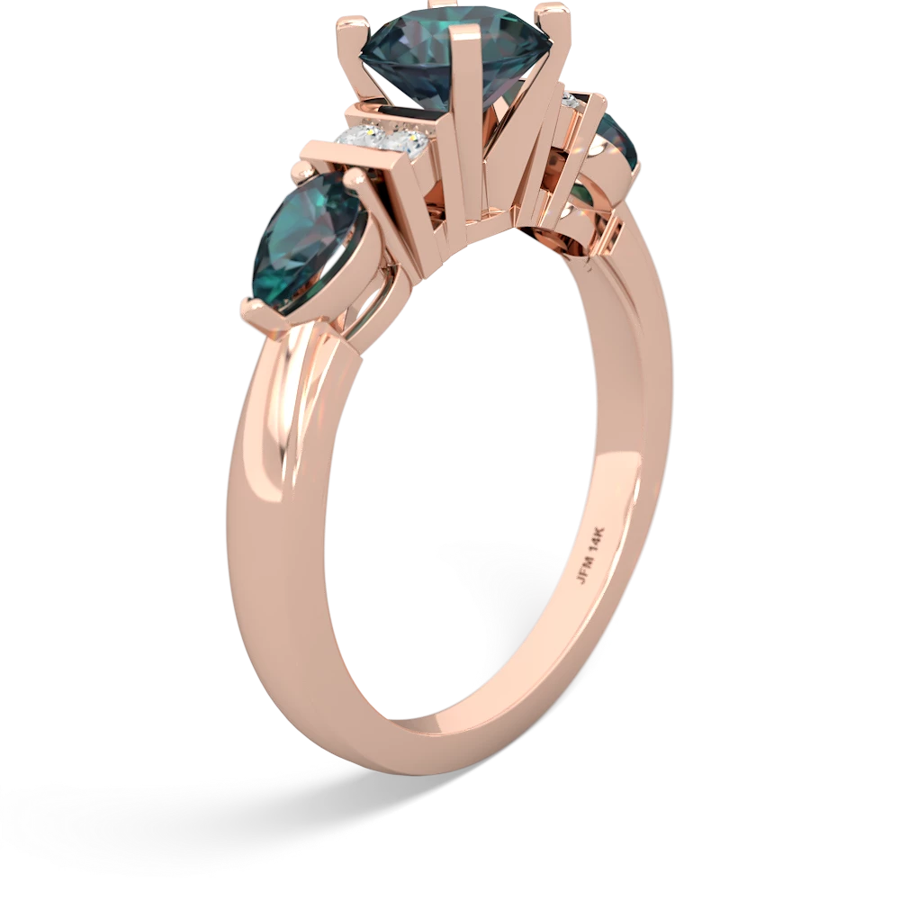 Alexandrite 6Mm Round Eternal Embrace Engagement 14K Rose Gold ring R2005