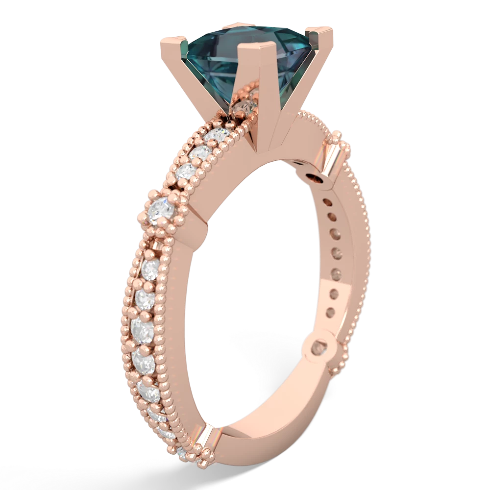 Alexandrite Sparkling Tiara 6Mm Princess 14K Rose Gold ring R26296SQ