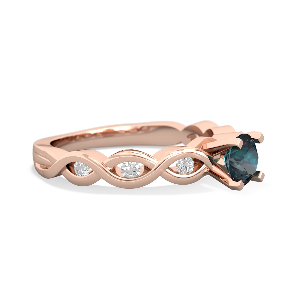 Alexandrite Infinity 5Mm Round Engagement 14K Rose Gold ring R26315RD