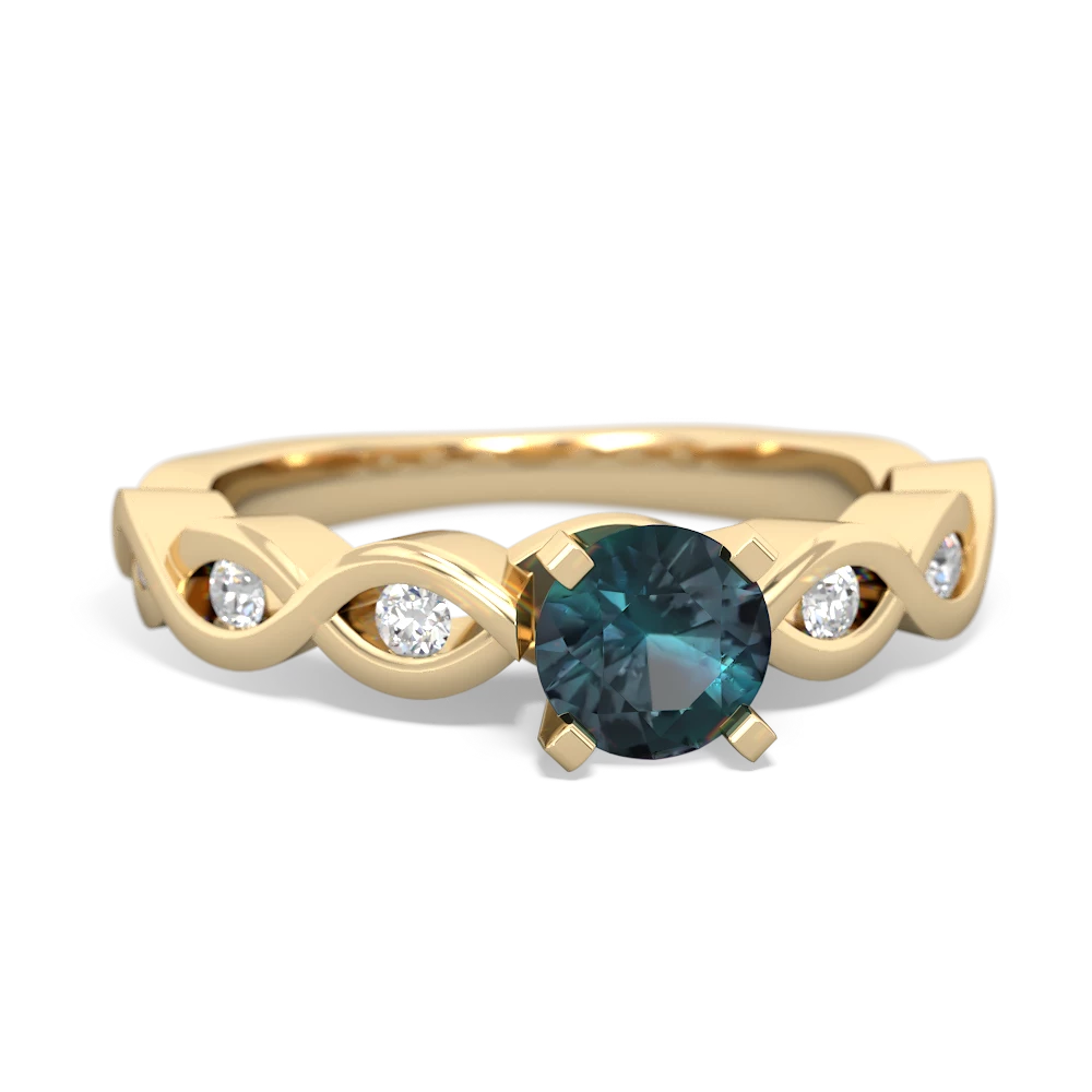 Alexandrite Infinity 5Mm Round Engagement 14K Yellow Gold ring R26315RD