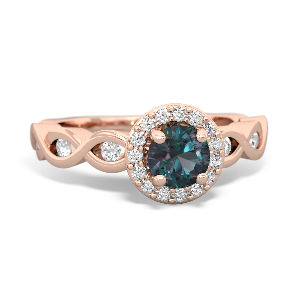 Alexandrite Infinity Halo Engagement 14K Rose Gold ring R26315RH