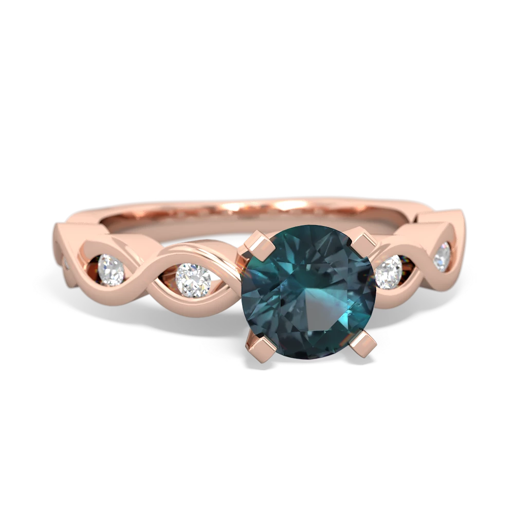 Alexandrite Infinity 6Mm Round Engagement 14K Rose Gold ring R26316RD