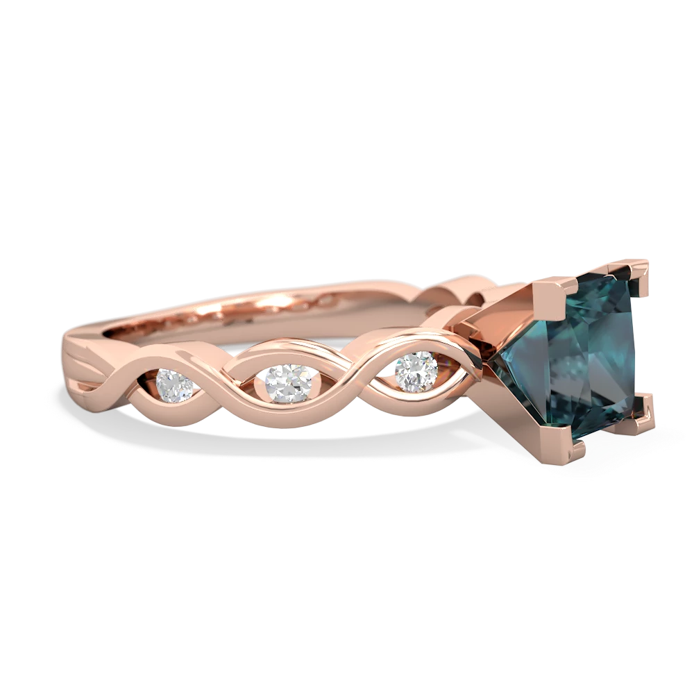 Alexandrite Infinity 6Mm Princess Engagement 14K Rose Gold ring R26316SQ
