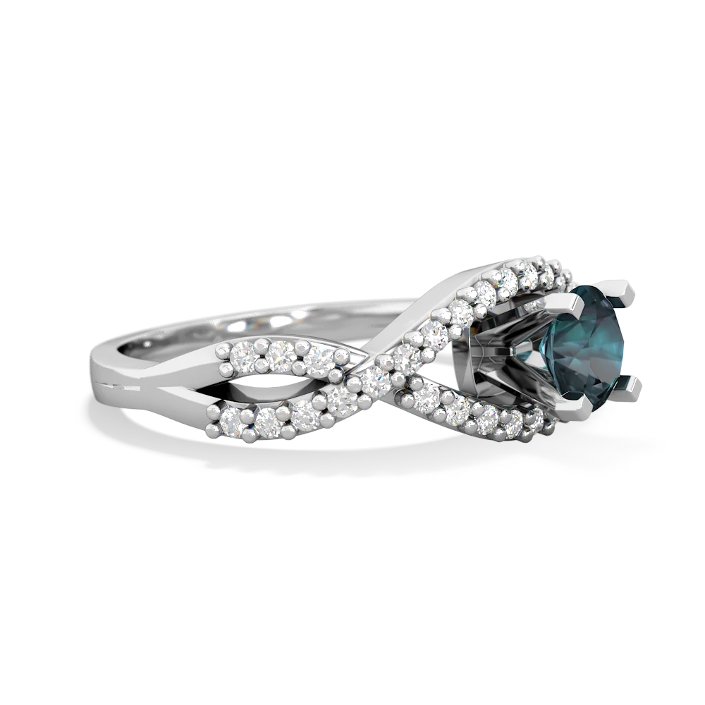 Alexandrite Diamond Twist 5Mm Round Engagment  14K White Gold ring R26405RD