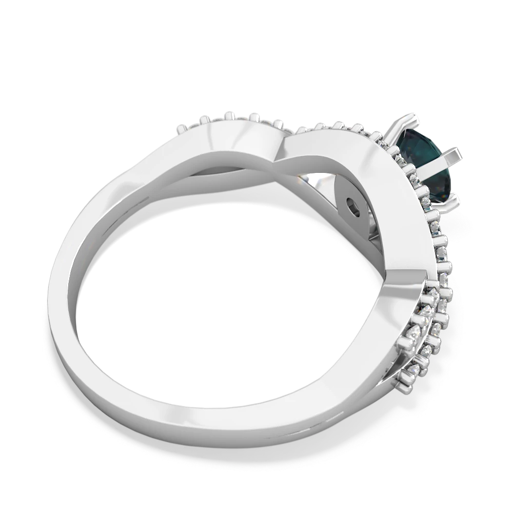 Alexandrite Diamond Twist 5Mm Round Engagment  14K White Gold ring R26405RD