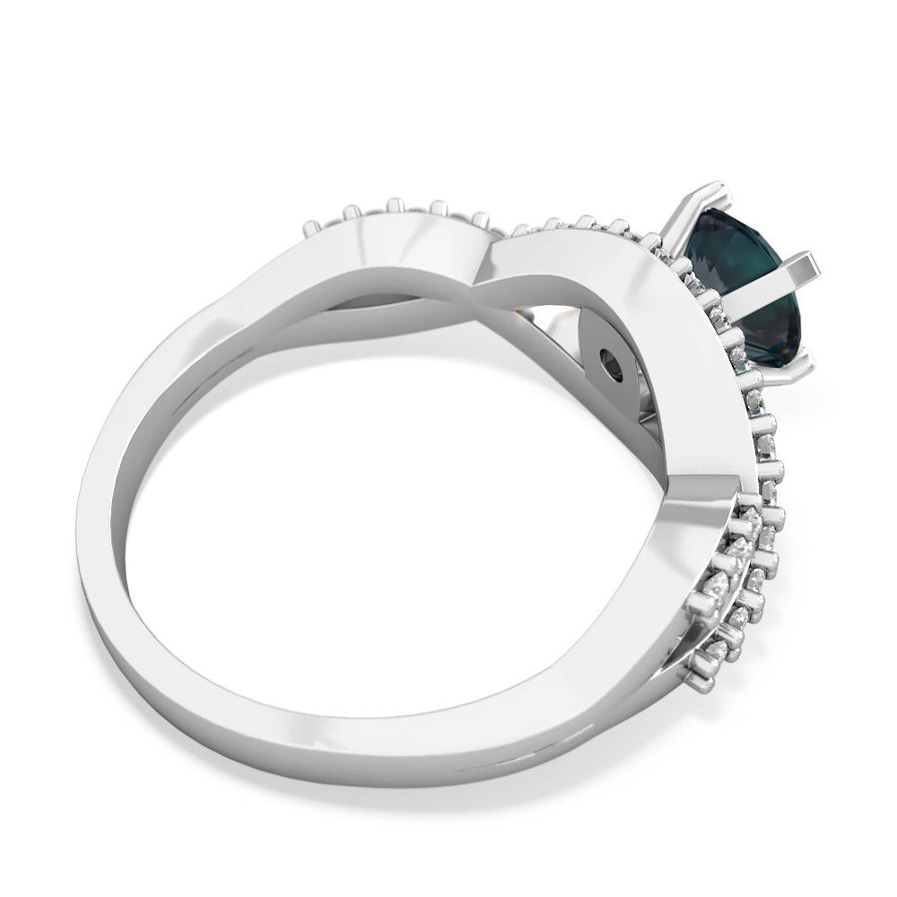 Alexandrite Diamond Twist 6Mm Round Engagment  14K White Gold ring R26406RD