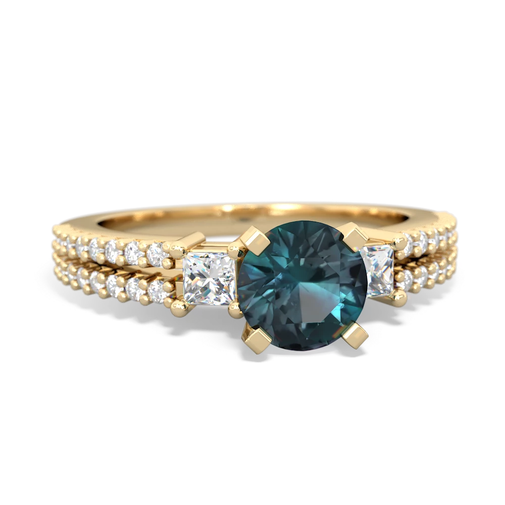 Alexandrite Classic 6Mm Round Engagement 14K Yellow Gold ring R26436RD