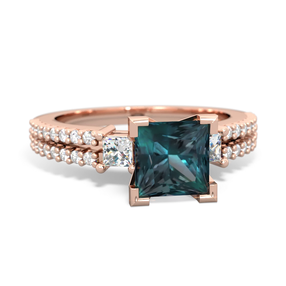Alexandrite Classic 6Mm Princess Engagement 14K Rose Gold ring R26436SQ