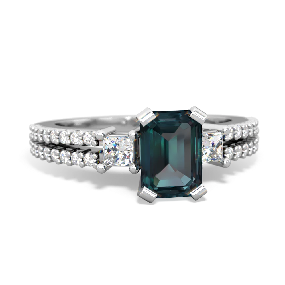 Alexandrite Classic 7X5mm Emerald-Cut Engagement 14K White Gold ring R26437EM