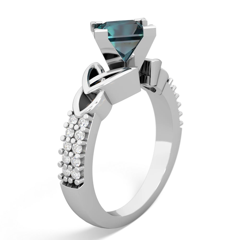 Alexandrite Celtic Knot 6Mm Princess Engagement 14K White Gold ring R26446SQ