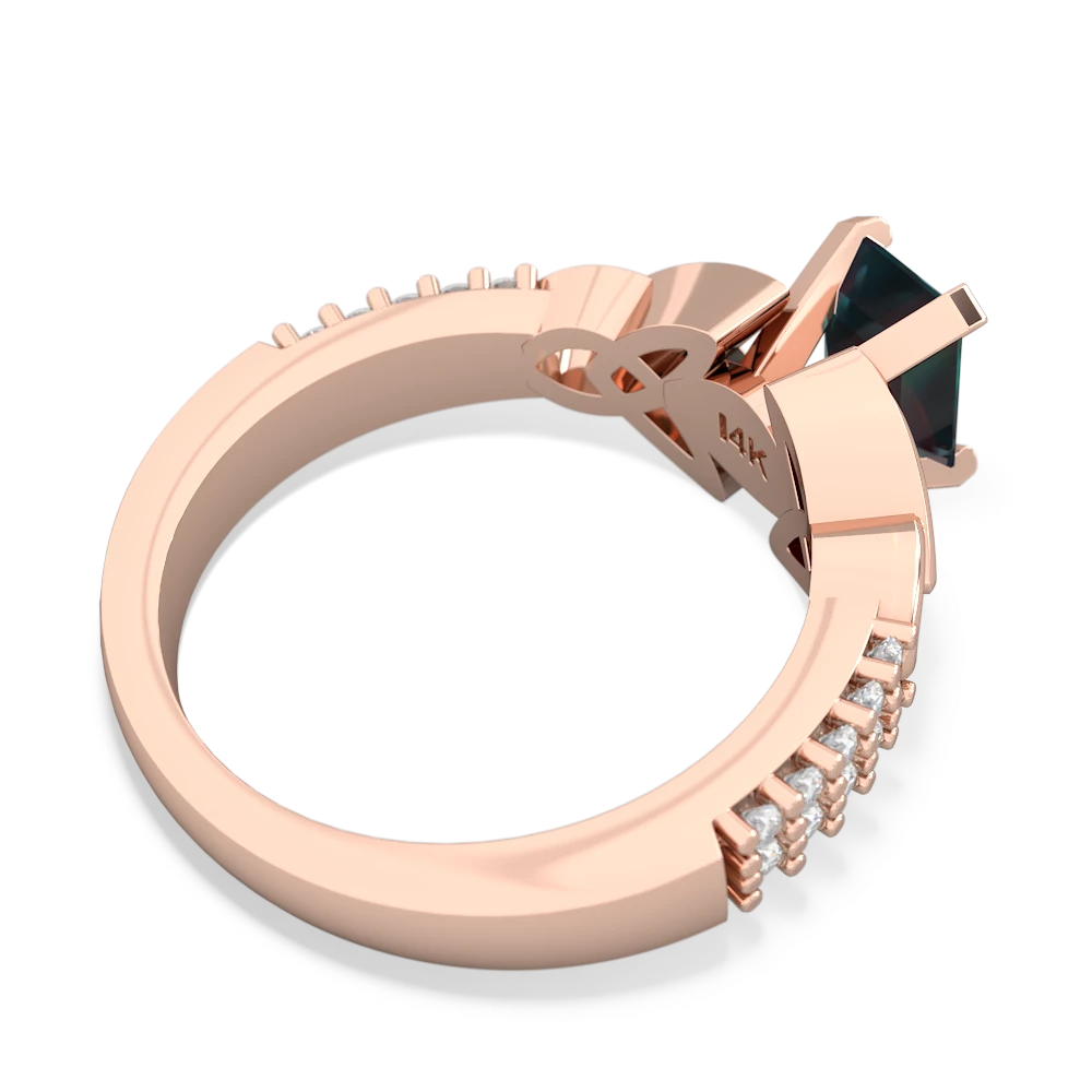 Alexandrite Celtic Knot 7X5 Emerald-Cut Engagement 14K Rose Gold ring R26447EM