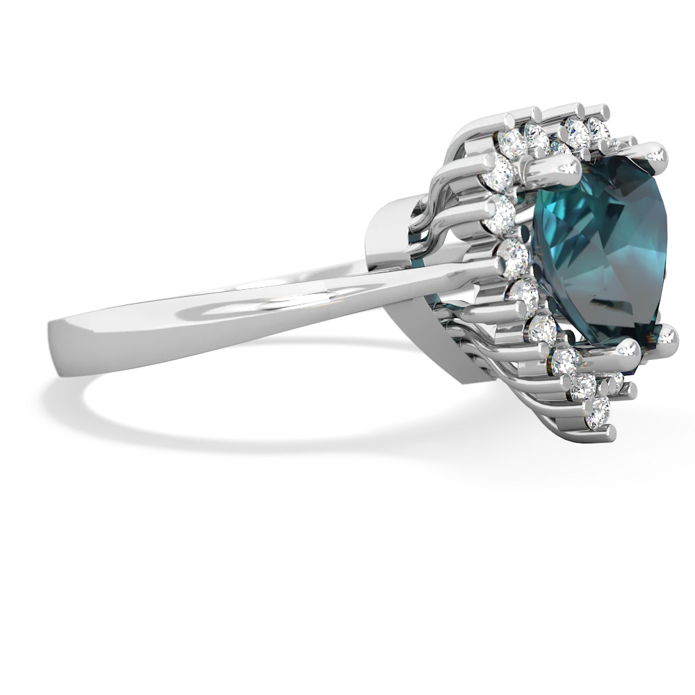Alexandrite Sparkling Halo Heart 14K White Gold ring R0391