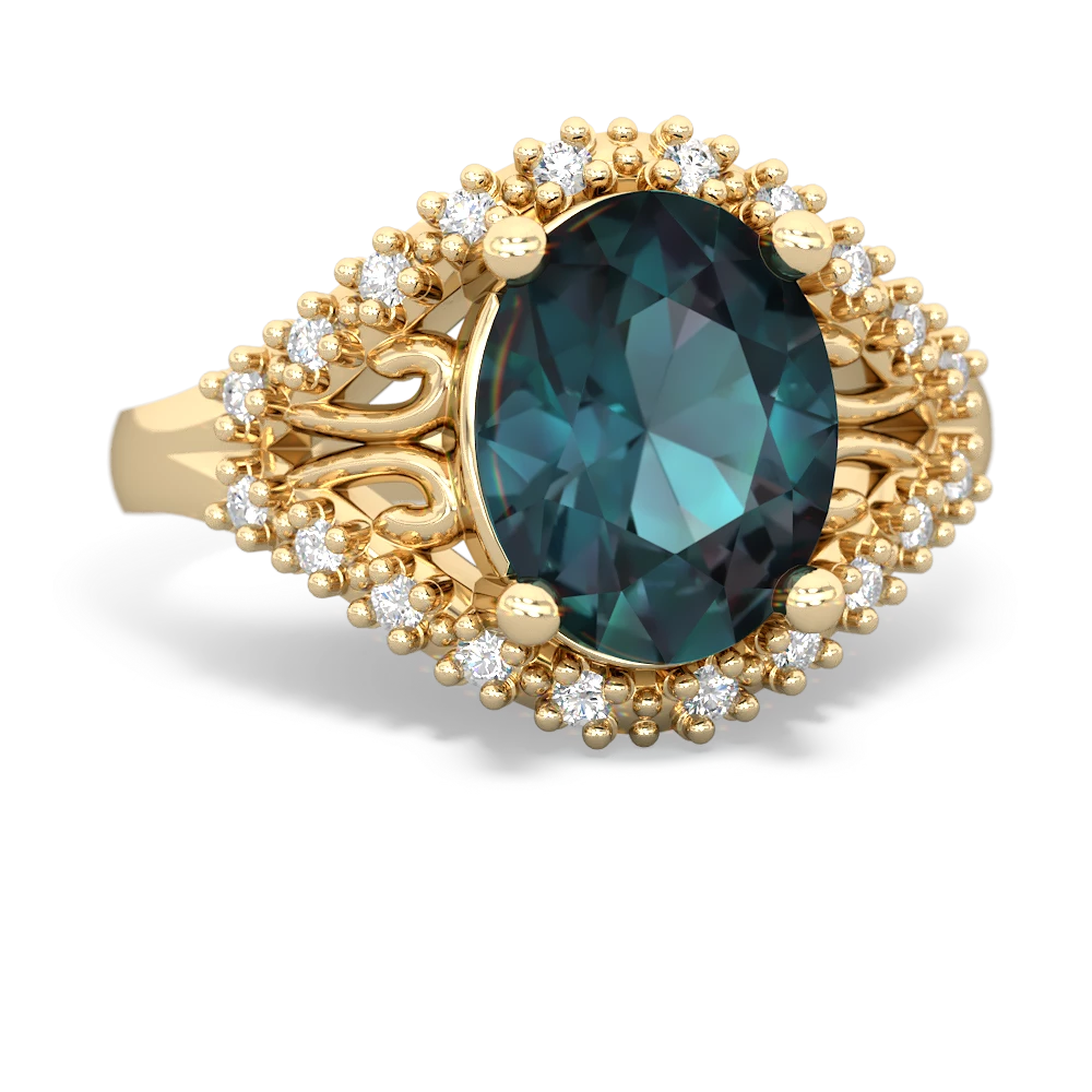 Alexandrite Antique Style Cocktail 14K Yellow Gold ring R2564