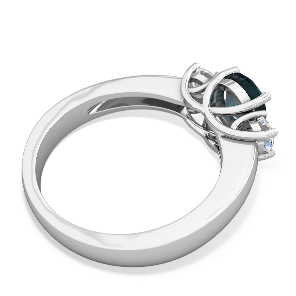 Alexandrite Diamond Three Stone Round Trellis 14K White Gold ring R4018