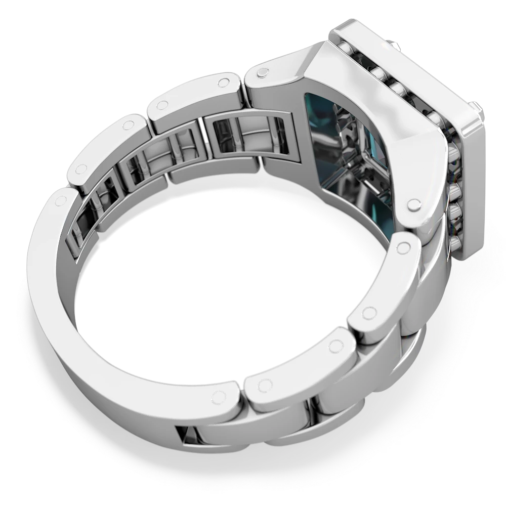 Alexandrite Men's Watch 14K White Gold ring R0510