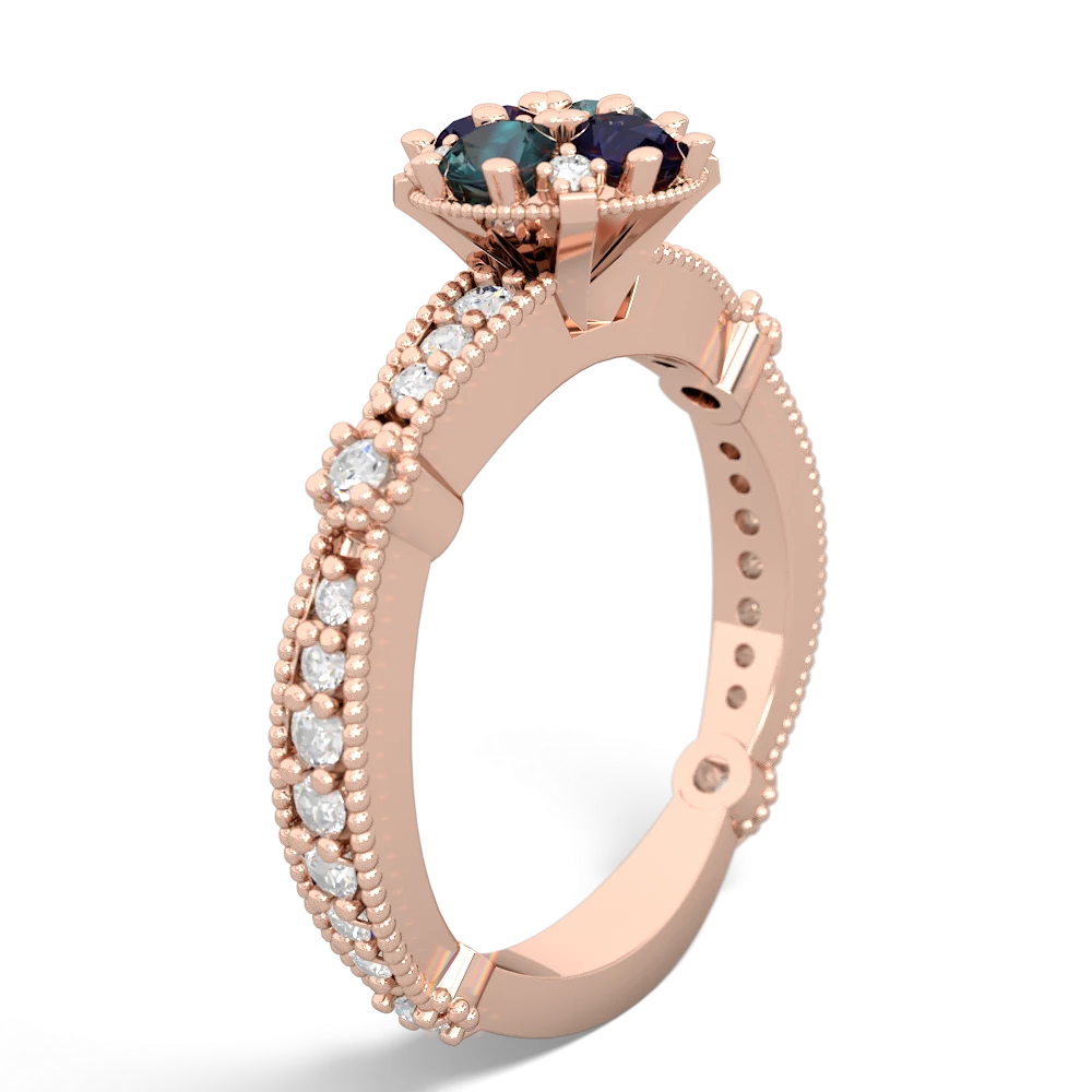 Alexandrite Sparkling Tiara Cluster 14K Rose Gold ring R26293RD