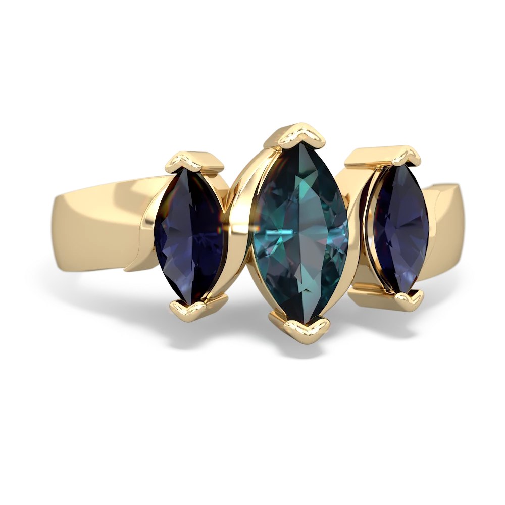 Alexandrite Three Peeks 14K Yellow Gold ring R2433