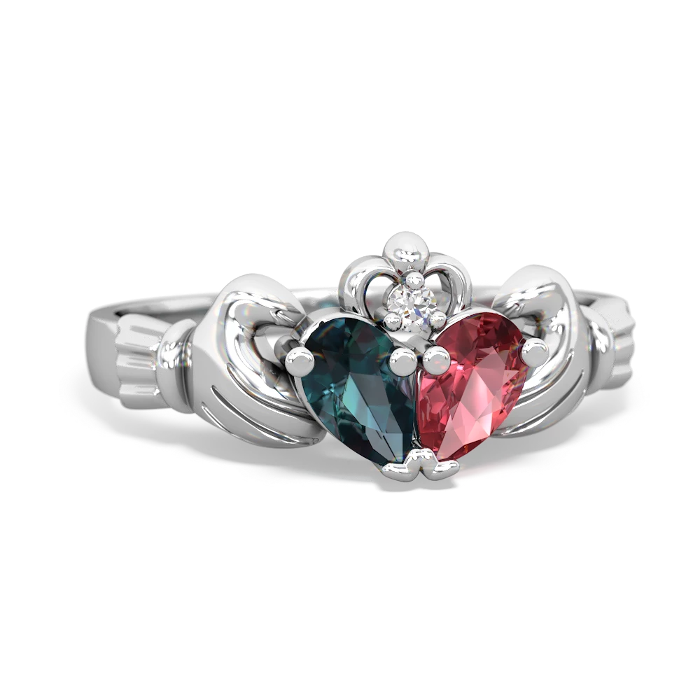 Alexandrite 'Our Heart' Claddagh 14K White Gold ring R2388