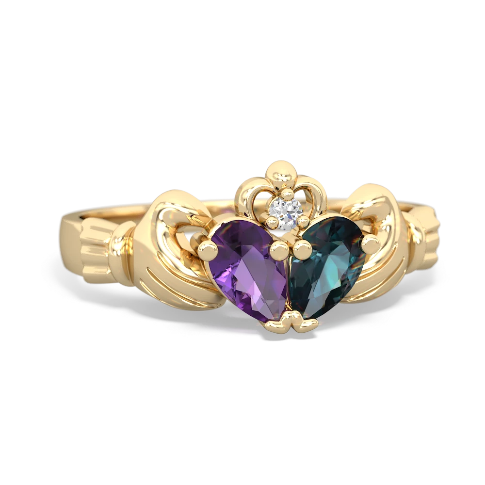 Amethyst 'Our Heart' Claddagh 14K Yellow Gold ring R2388