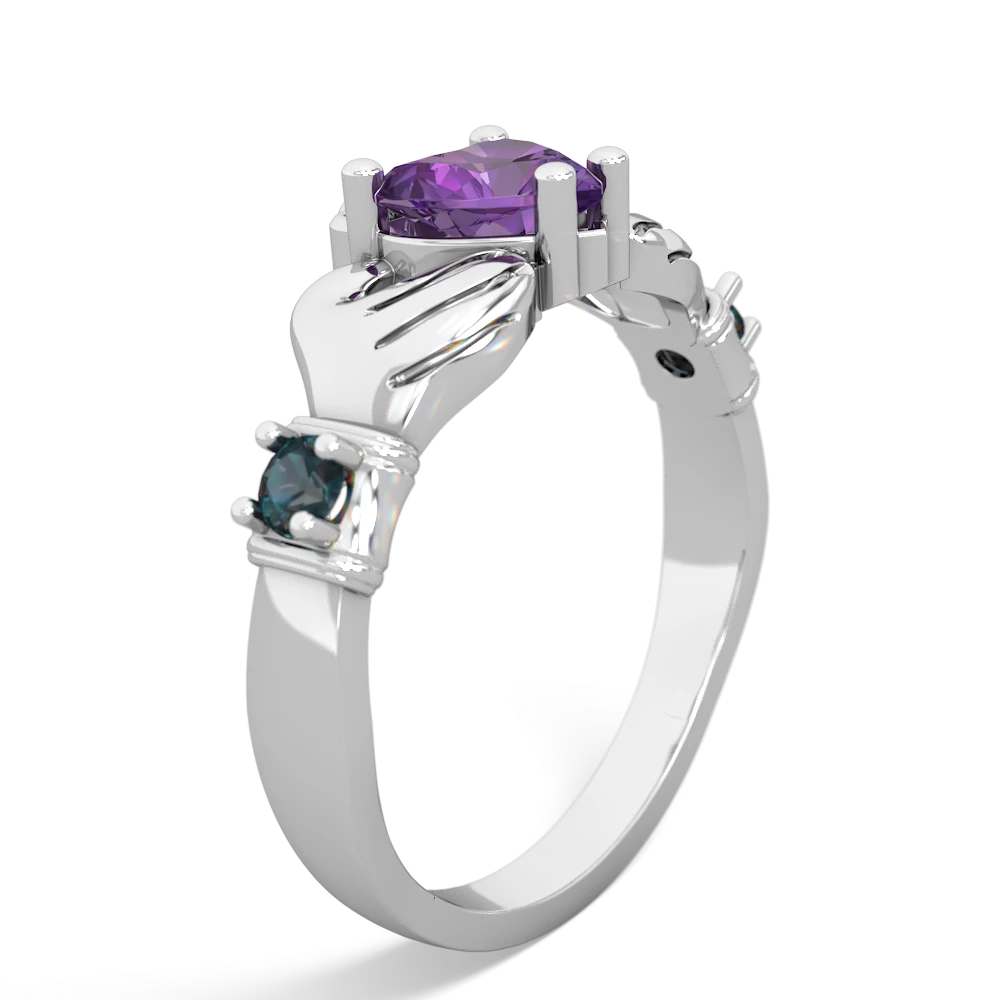 Amethyst Claddagh Keepsake 14K White Gold ring R5245