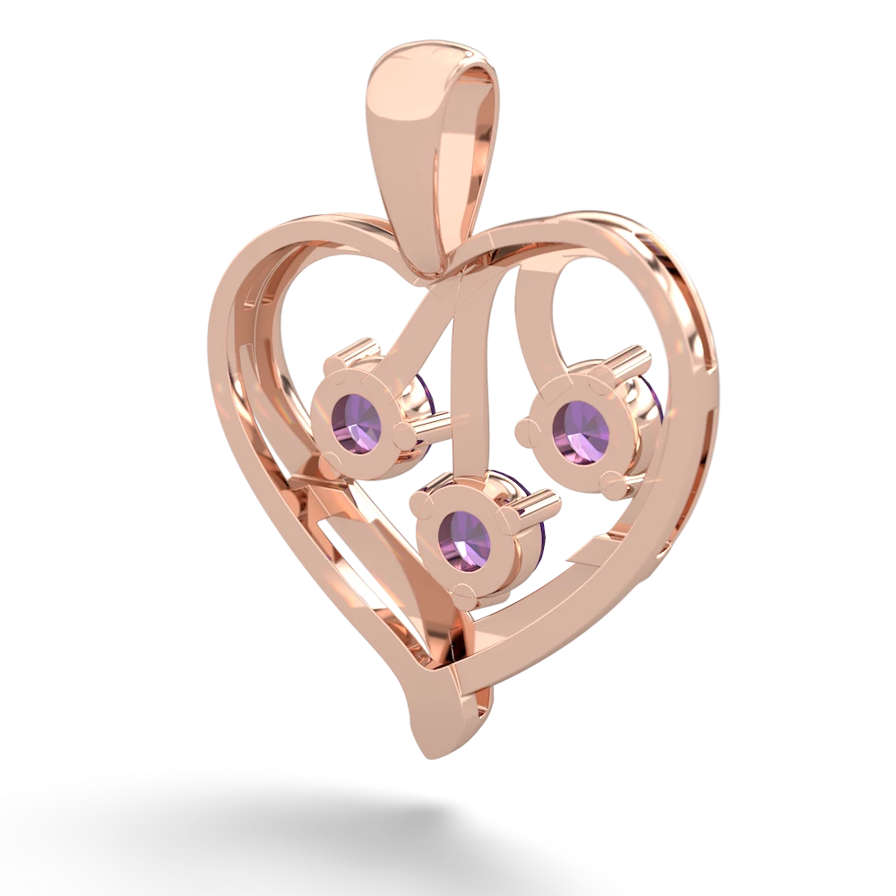 Amethyst Glowing Heart 14K Rose Gold pendant P2233