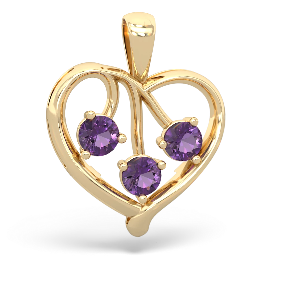 Sapphire Glowing Heart 14K Yellow Gold pendant P2233