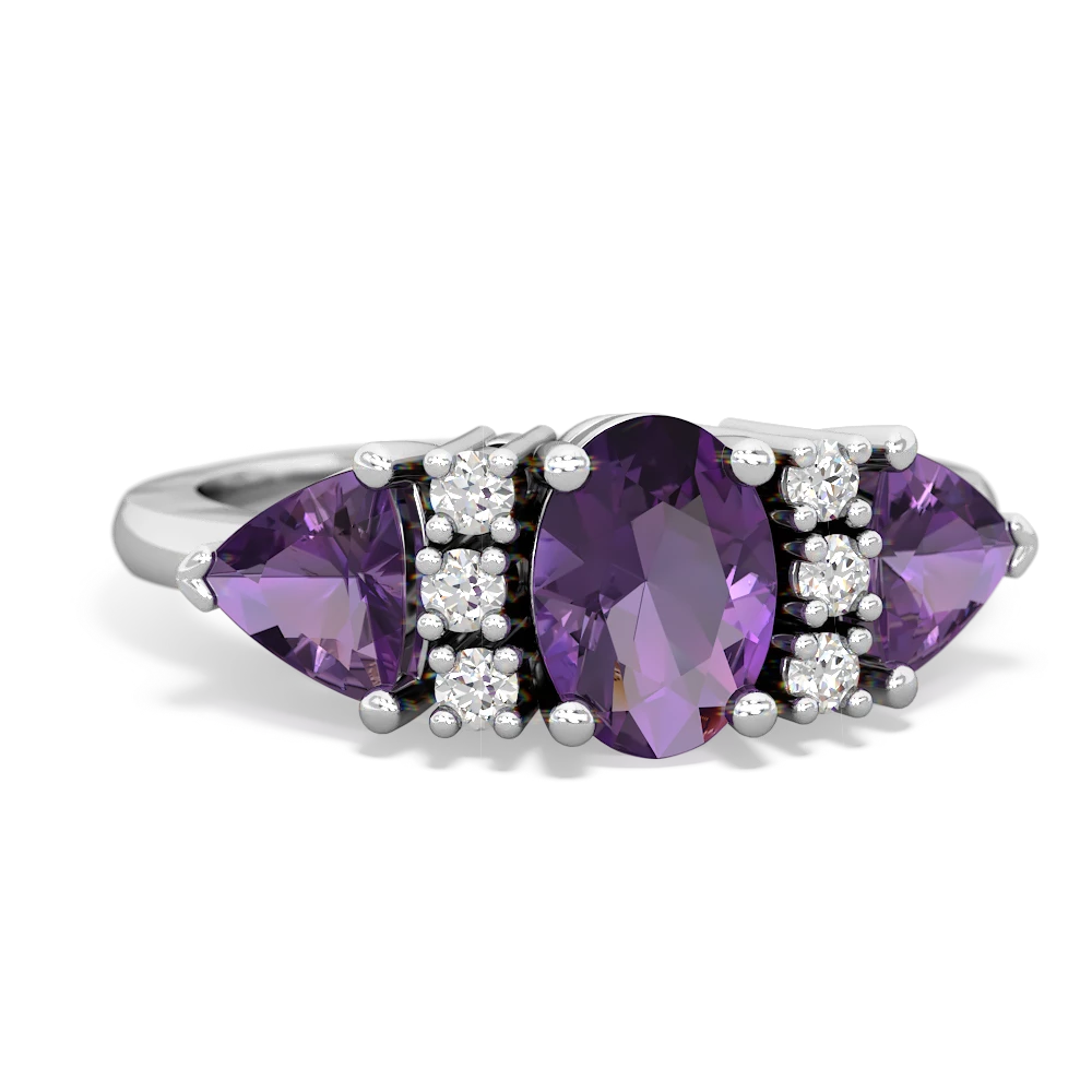 Lab Pink Sapphire Antique Style Three Stone 14K White Gold ring R2186