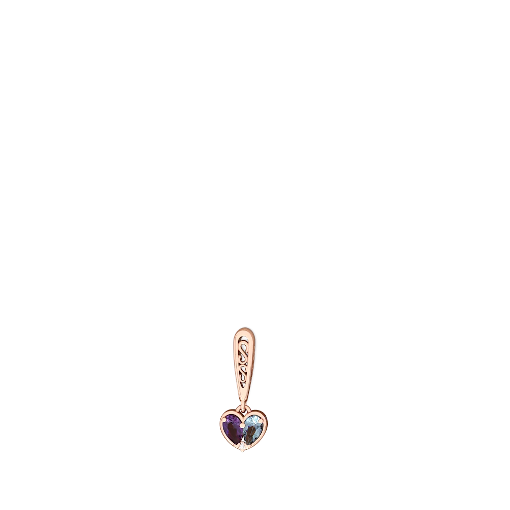 Amethyst Filligree Heart 14K Rose Gold earrings E5070