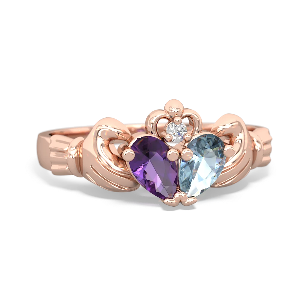 Amethyst 'Our Heart' Claddagh 14K Rose Gold ring R2388