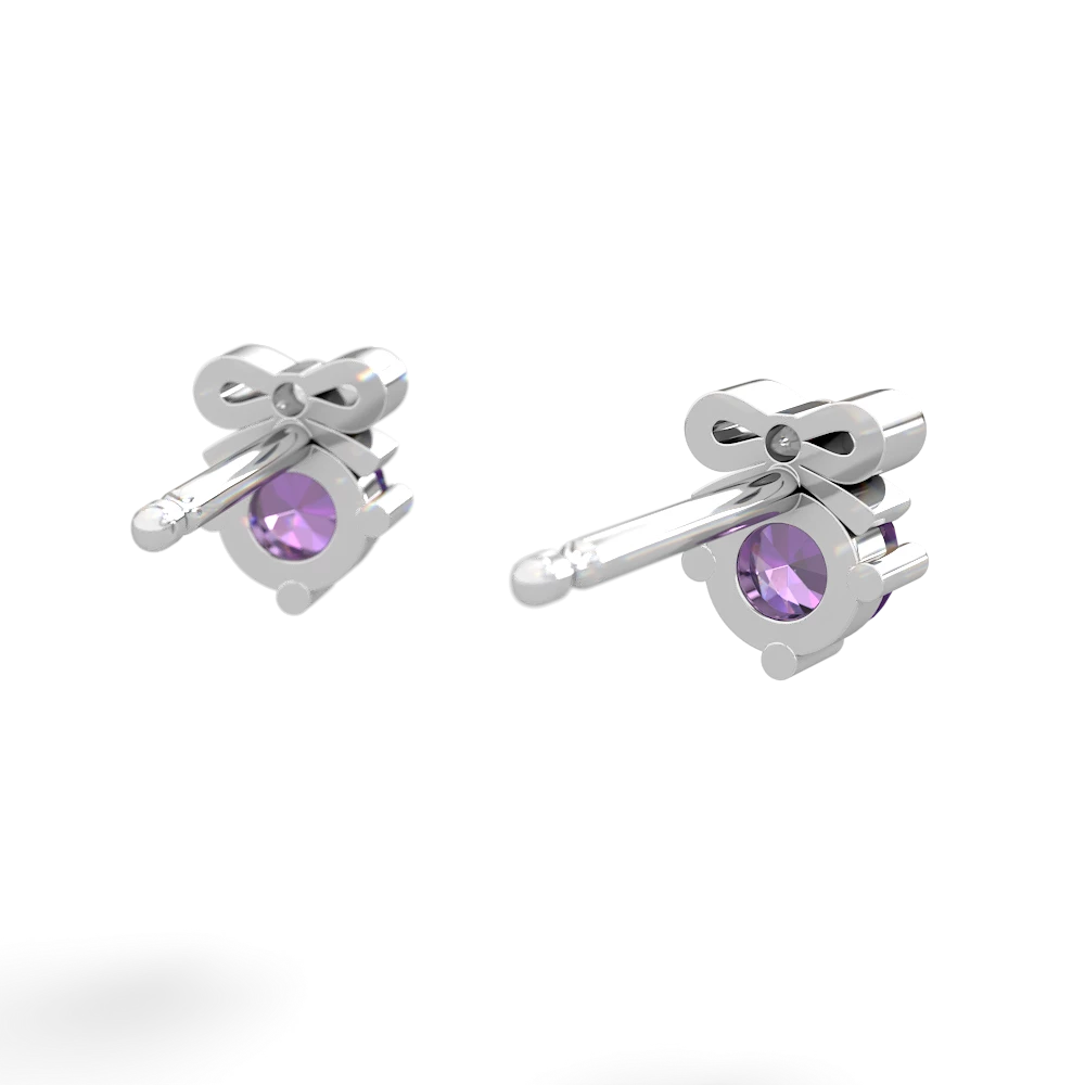 Amethyst Diamond Bows 14K White Gold earrings E7002