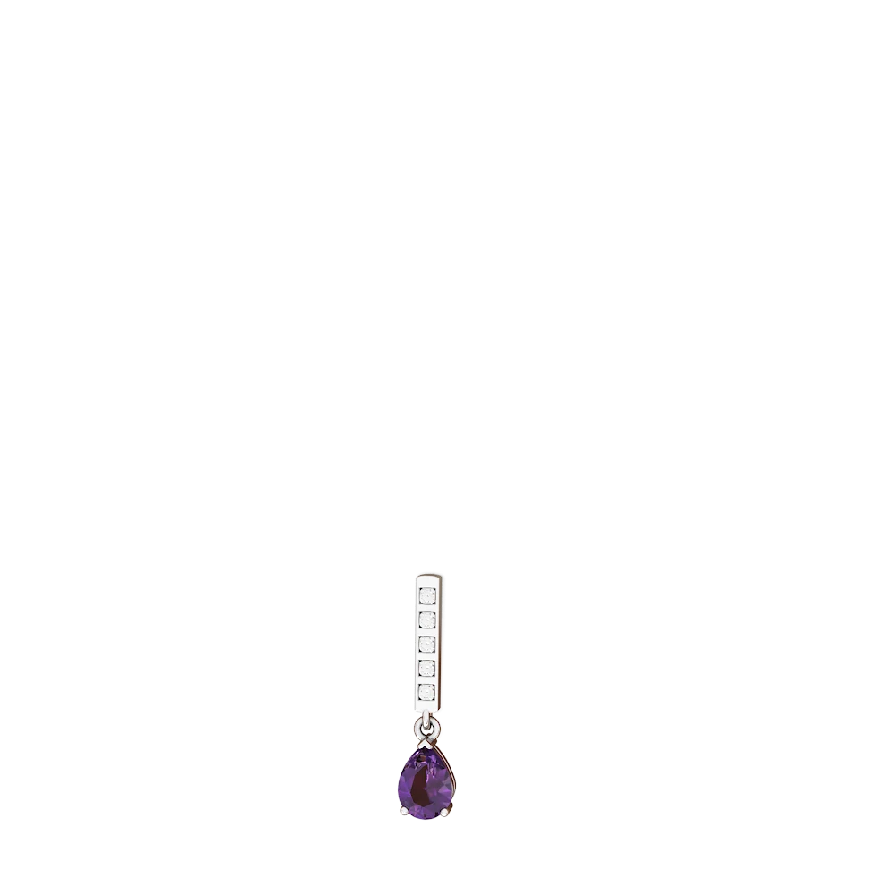 Amethyst Art Deco Diamond Drop 14K White Gold earrings E5324