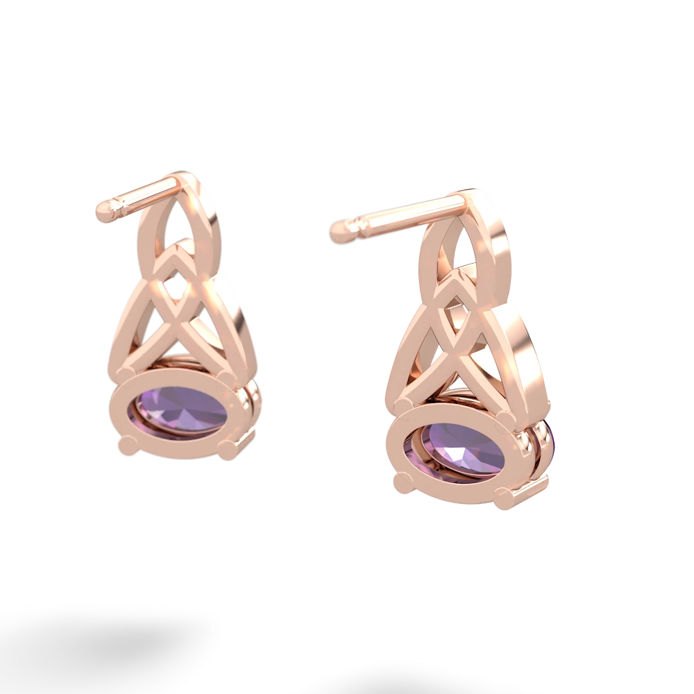 Amethyst Celtic Trinity Knot 14K Rose Gold earrings E2389