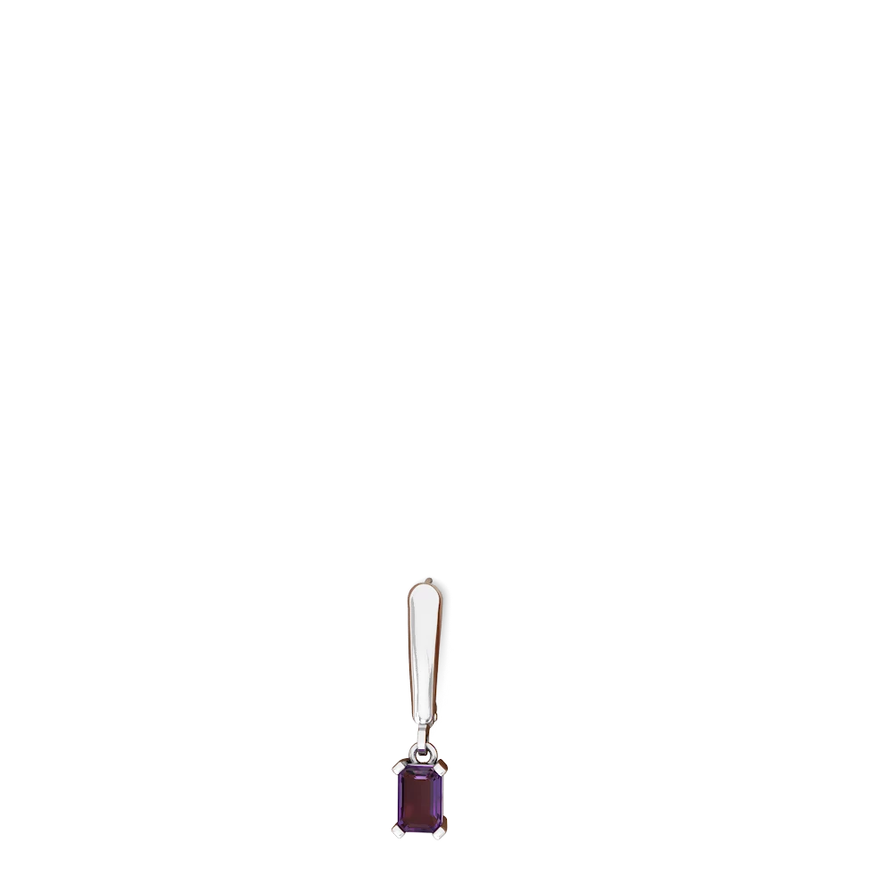 Amethyst 6X4mm Emerald-Cut Lever Back 14K White Gold earrings E2855