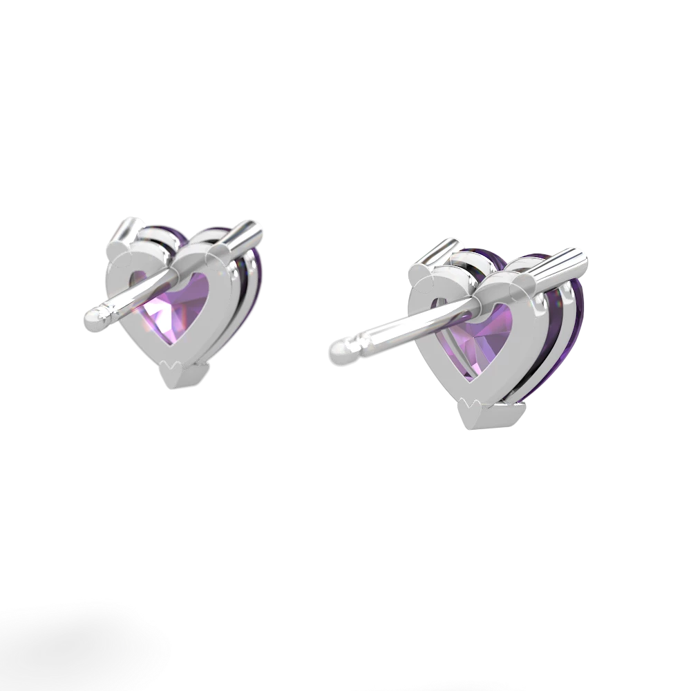 Amethyst 6Mm Heart Stud 14K White Gold earrings E1862