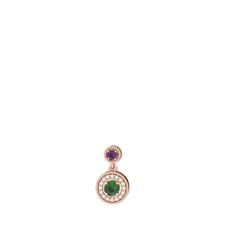 Amethyst Halo Dangle 14K Rose Gold earrings E5319