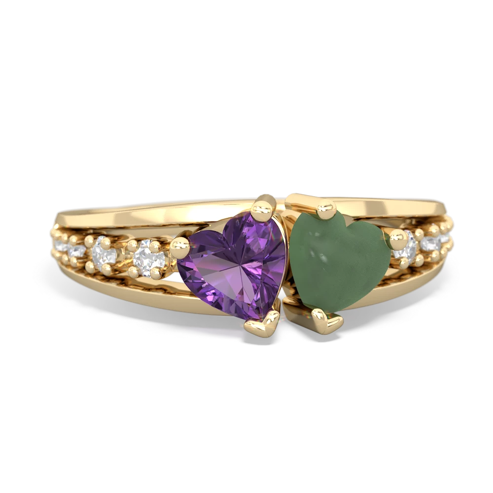 Amethyst Heart To Heart 14K Yellow Gold ring R3342