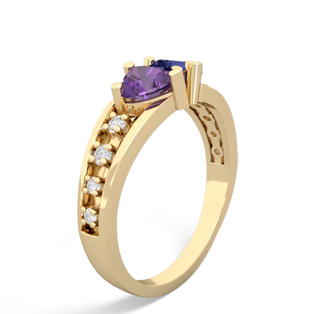 Amethyst Heart To Heart 14K Yellow Gold ring R3342
