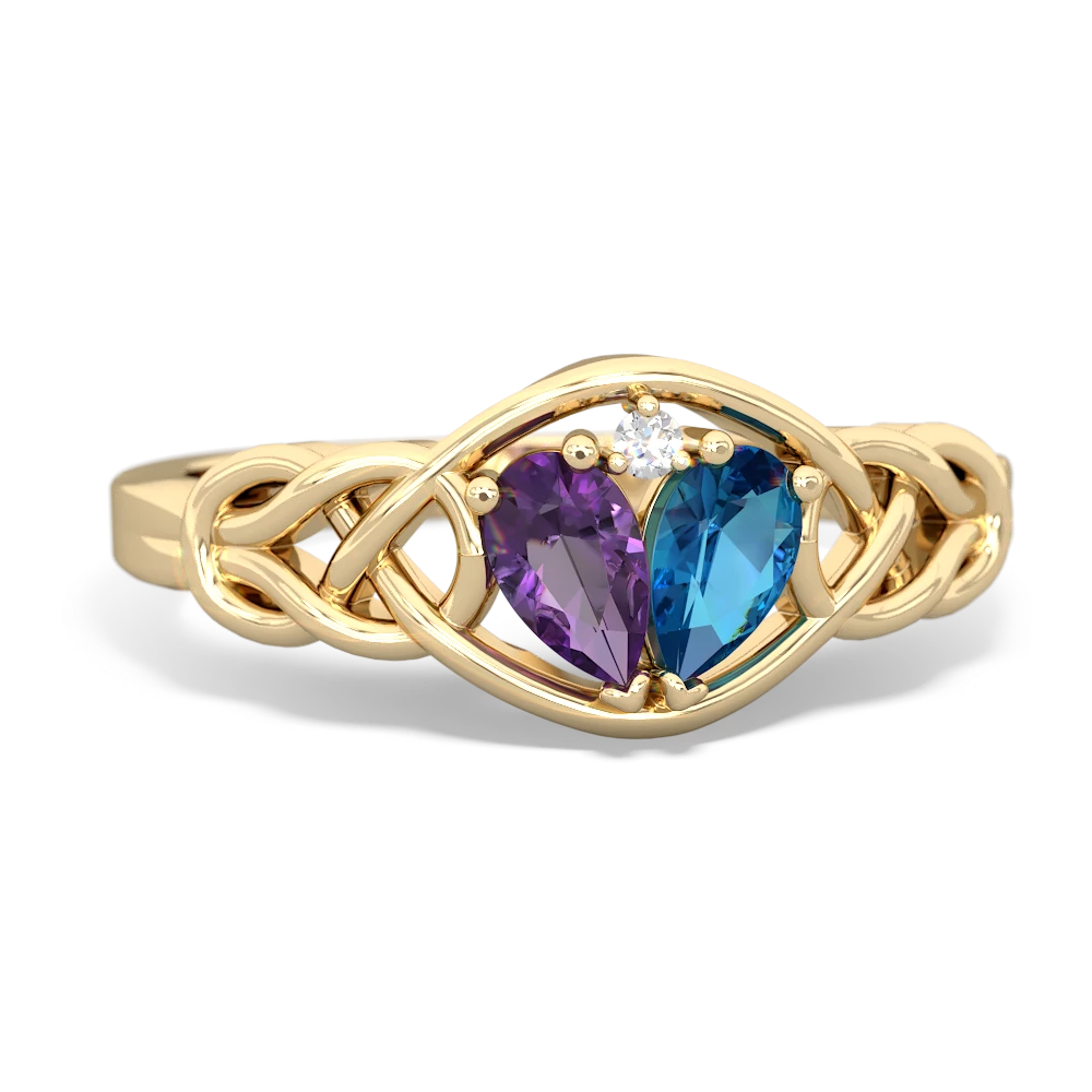 Amethyst Celtic Love Knot 14K Yellow Gold ring R5420