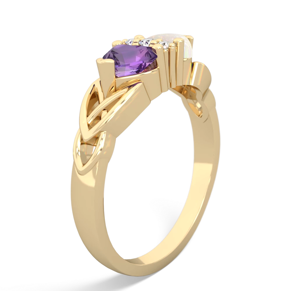 Amethyst Celtic Knot Double Heart 14K Yellow Gold ring R5040