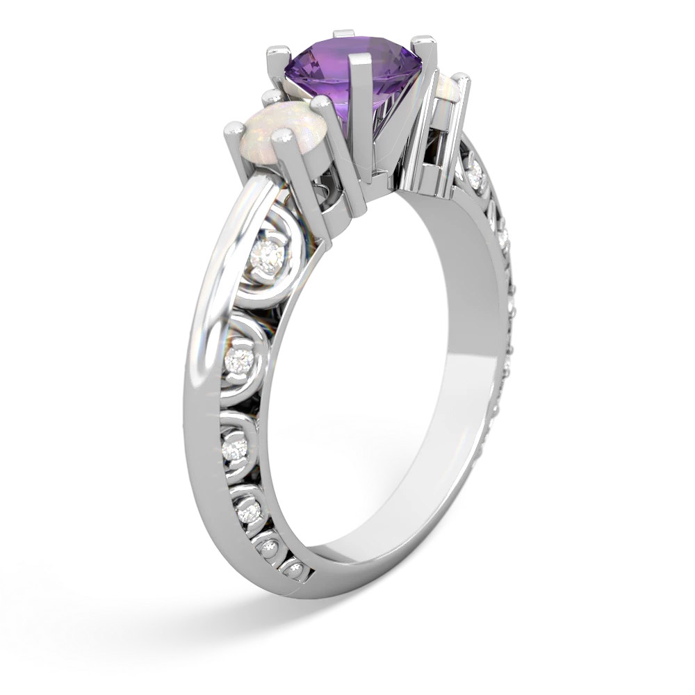 Amethyst Art Deco Eternal Embrace Engagement 14K White Gold ring C2003
