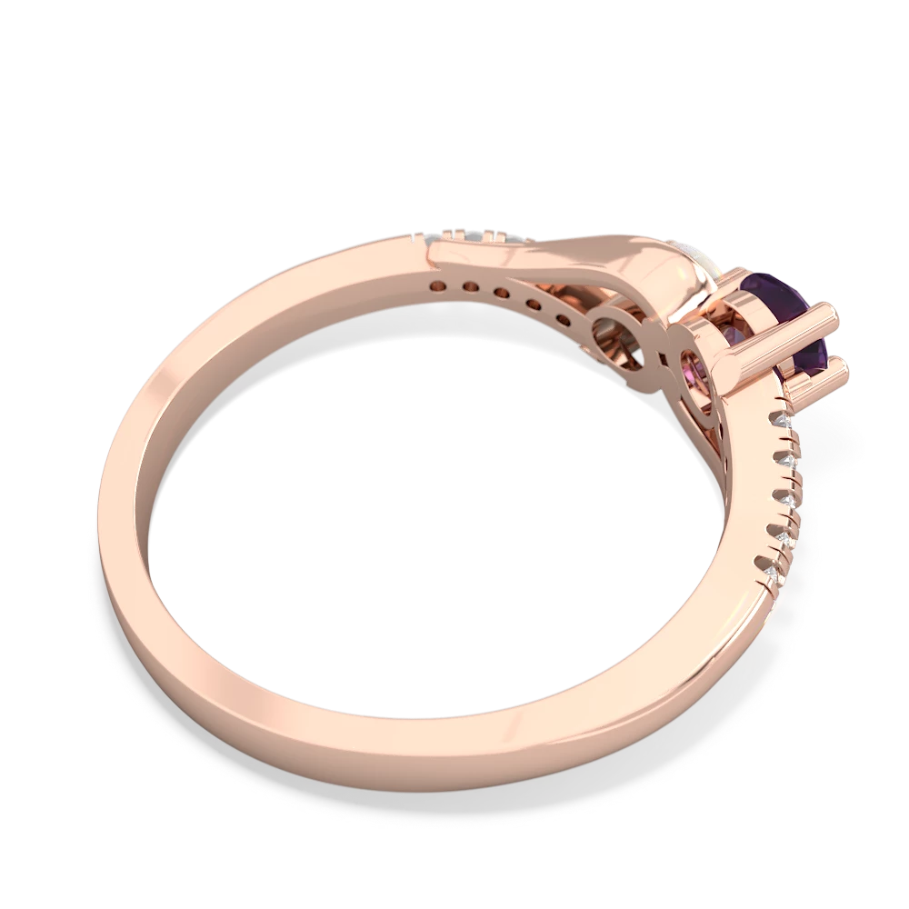 Amethyst Infinity Pave Two Stone 14K Rose Gold ring R5285