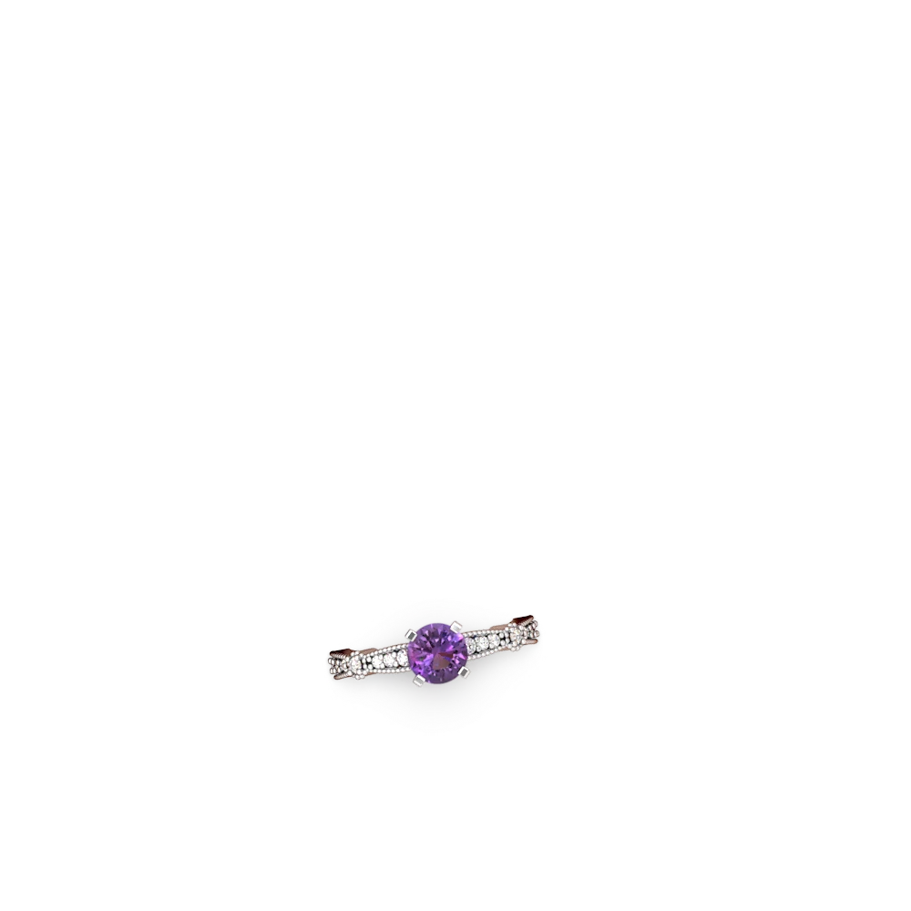 Amethyst Sparkling Tiara 6Mm Round 14K White Gold ring R26296RD