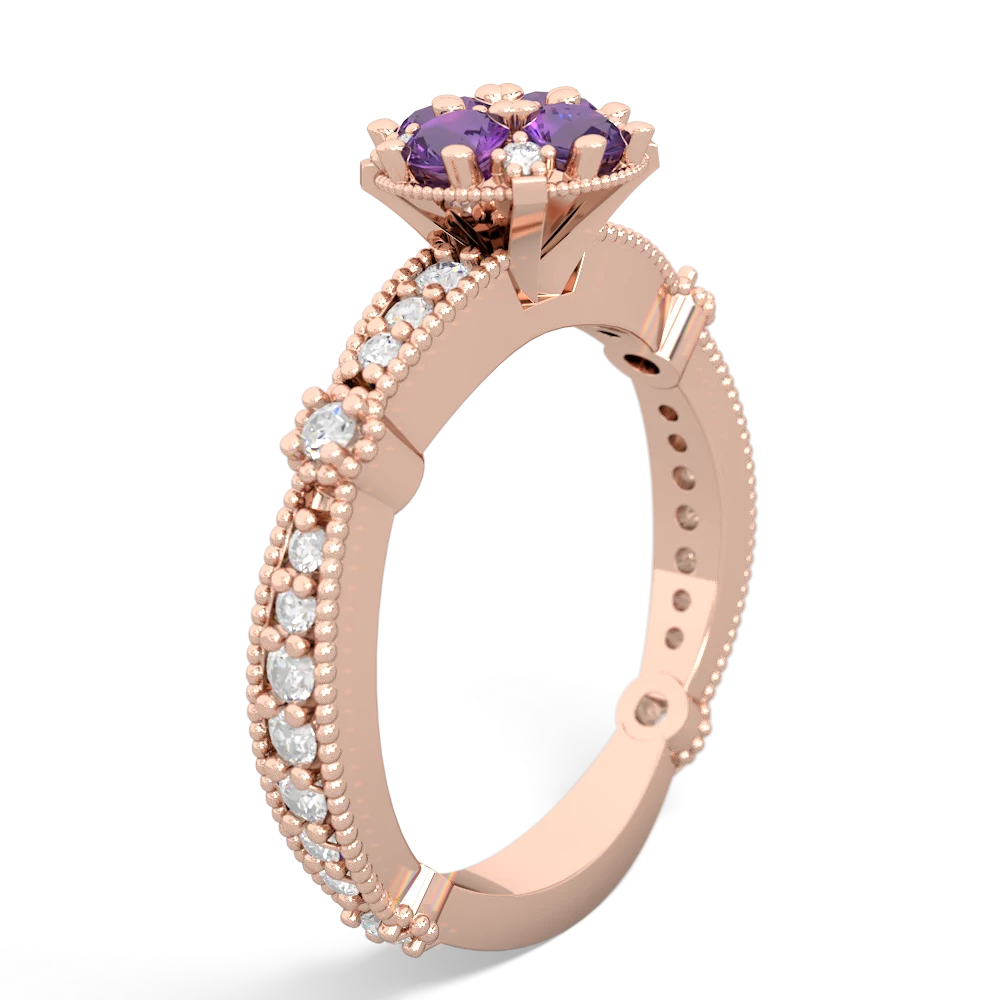 Amethyst Sparkling Tiara Cluster 14K Rose Gold ring R26293RD