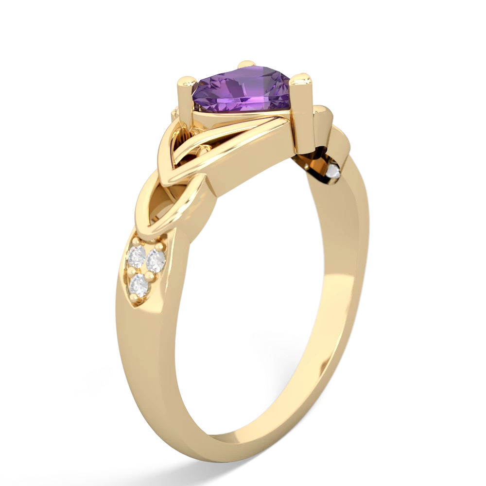 Amethyst Claddagh Celtic Knot Diamond 14K Yellow Gold ring R5001