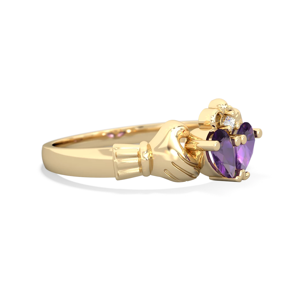 Amethyst 'Our Heart' Claddagh 14K Yellow Gold ring R2388