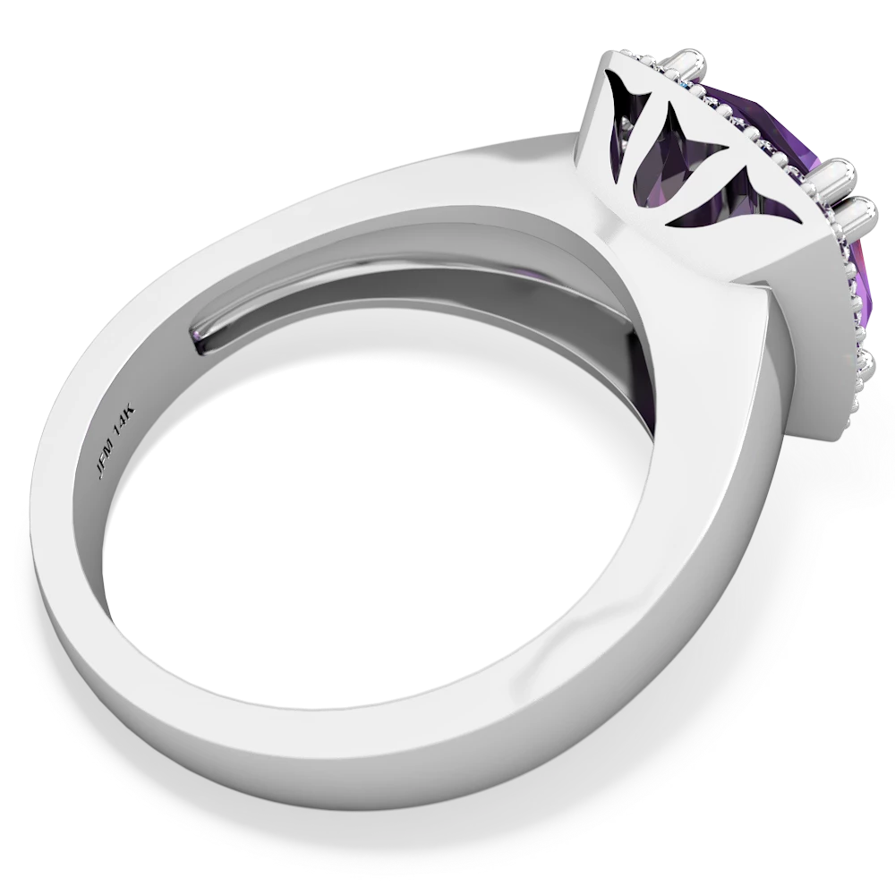 Amethyst Halo Cocktail 14K White Gold ring R2544